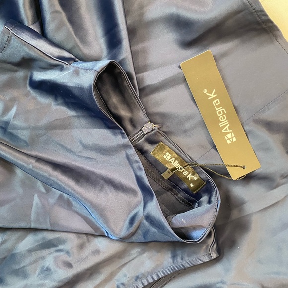 Allegra K Women Sleeveless Satin Dress Stand Collar Tie Ruched Waist Dress - Picture 13 of 13